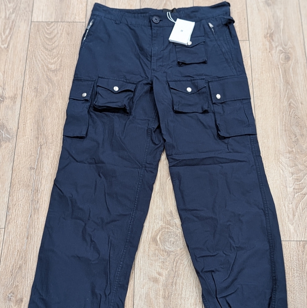 $2200 Mens Givenchy Cotton Utilitarian Pockets Carpenter Pants Navy 52 US 36
